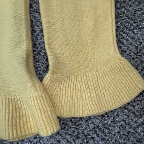 J.McLaughlin Women's 100% Cashmere Mustard Yellow Sweater Womens Large Flutter - Picture 3 of 11
